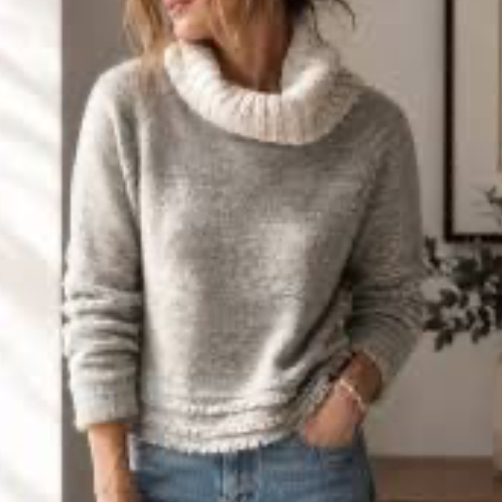 Anthropologie Sleeping on Snow Alpaca Wool Blend Funnel Cowl Neck Sweater Size M